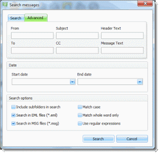 Advanced searching of pst files with Pst Viewer Pro