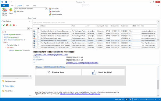 Outlook PST Viewer software main menu.