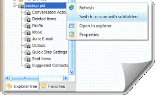 Screen shot of Outlook .pst file nested directory folder structure.