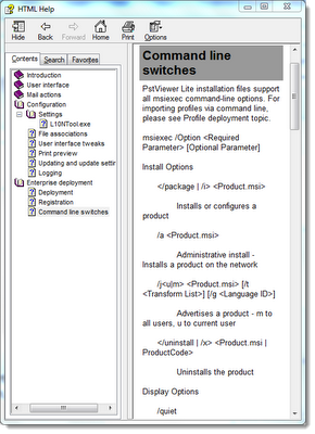 PST viewer command line switches