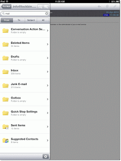 Screen shot of pst folders in iPad