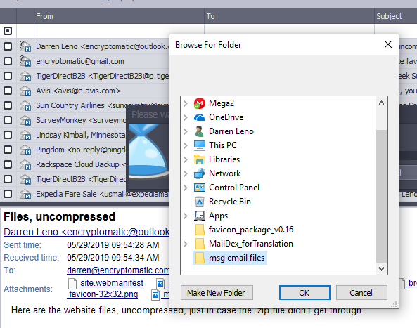Screen image showing Windows file system folders.