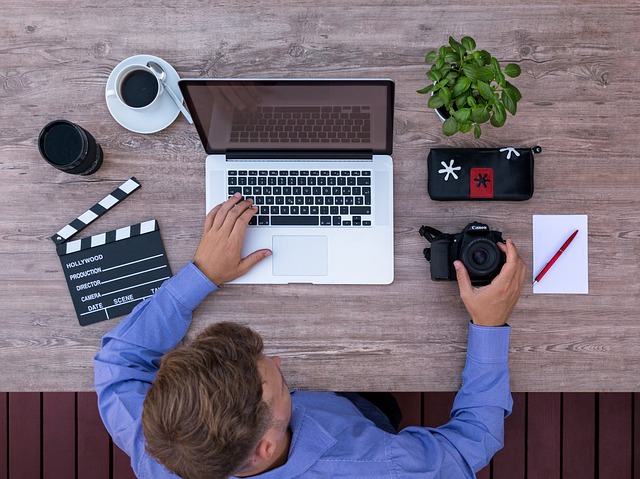 Man looking at laptop computer